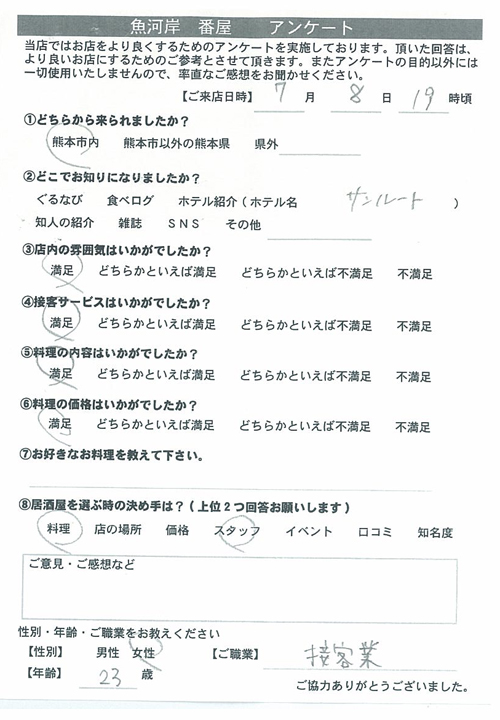えびすファミリーへのお客様の声の画像